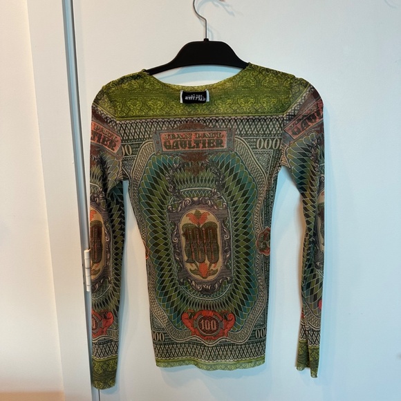 Jean Paul Gaultier Long-Sleeve Banknote Top Multi XS - Picture 6 of 9